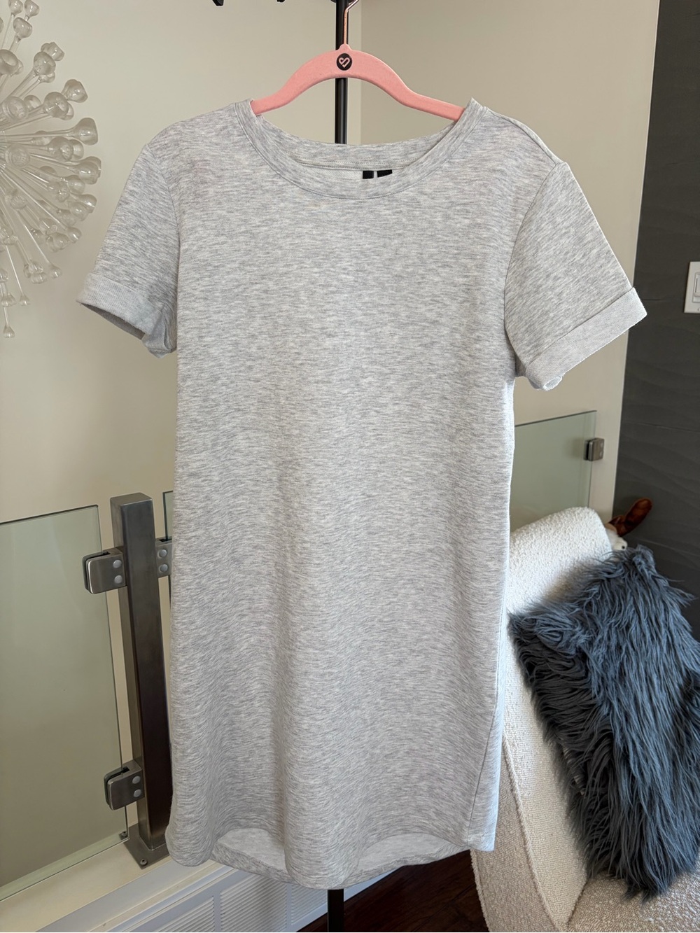 Vero Moda Light Heather Gray Short Sleeve T-Shirt Dress